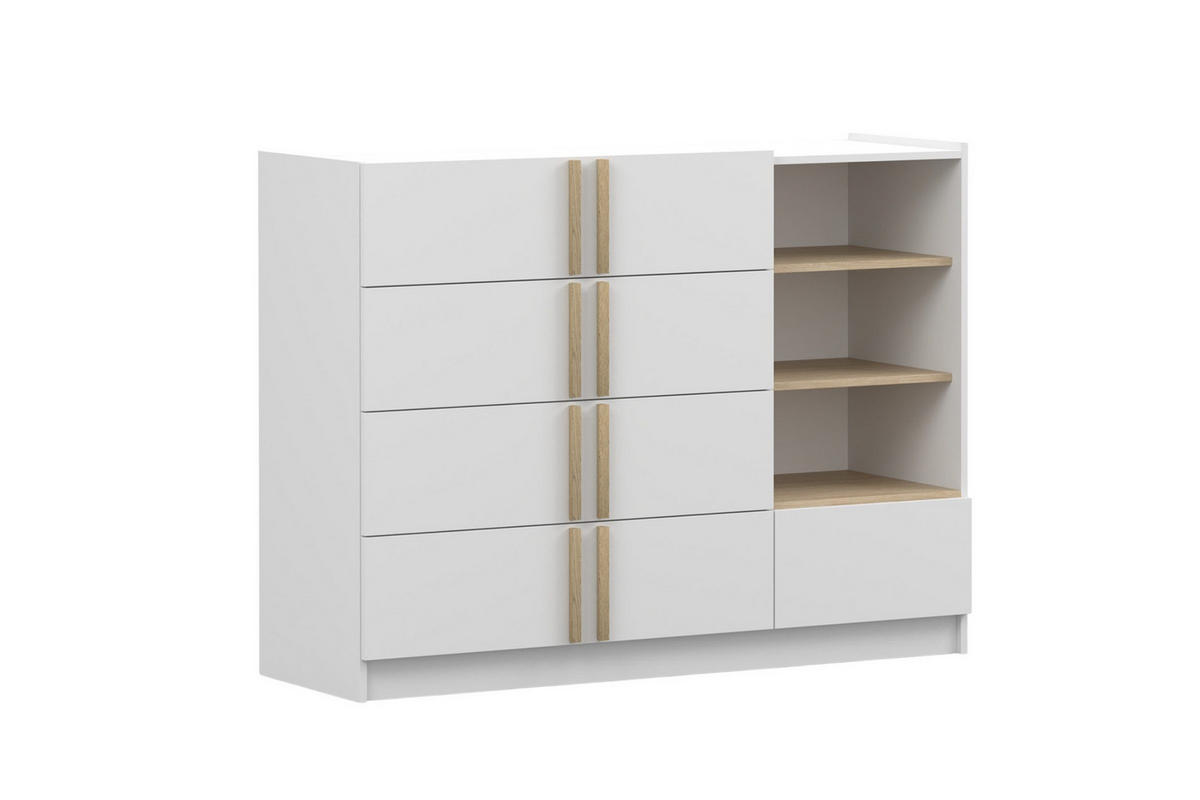 KOMMODE SAVI 5S 135/96/47 cm in Weiß - Weiß, Holzwerkstoff (135/96/47cm) - Deine Möbel 24