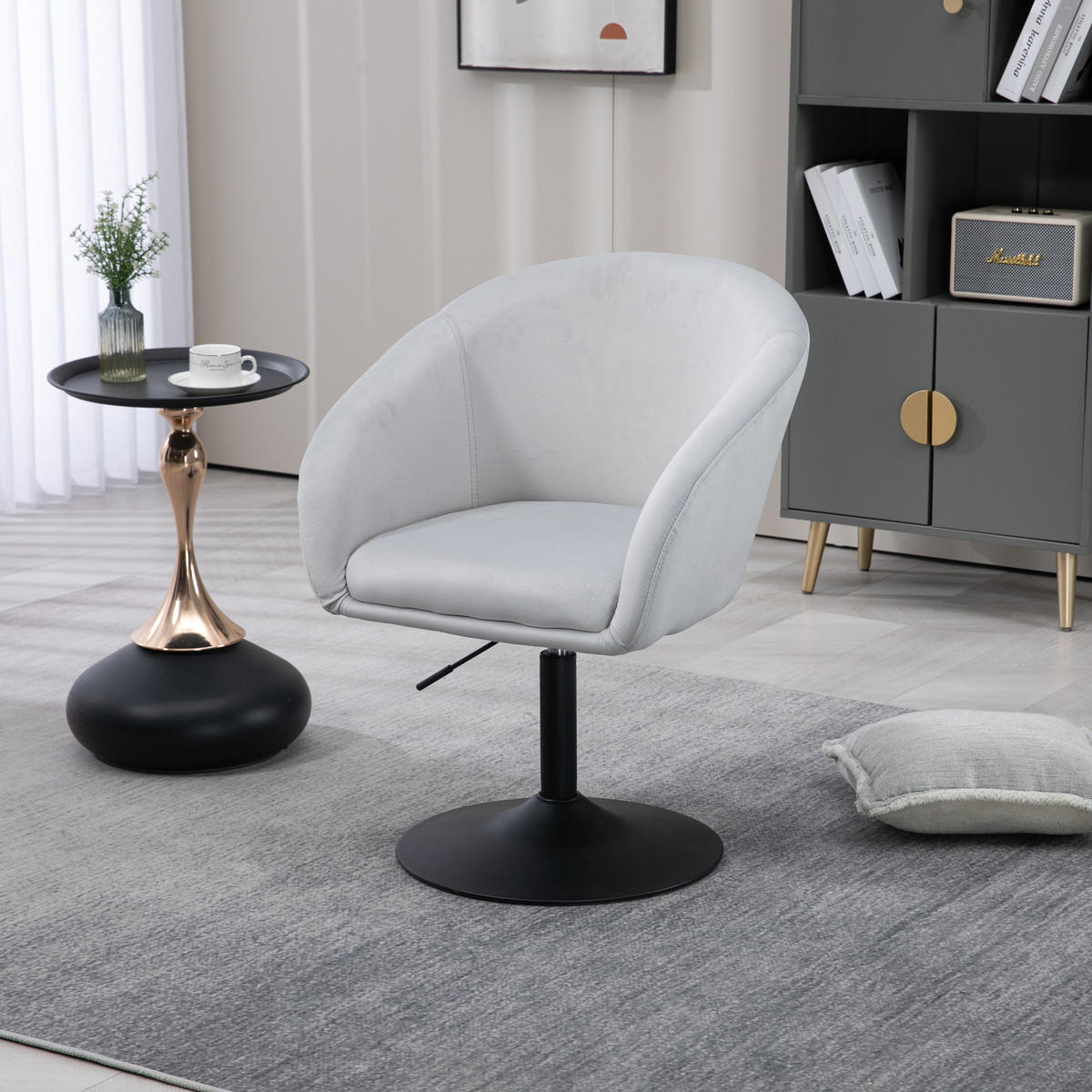 LOUNGESESSEL JAMAIKA mit Armlehnen Samt - Hellgrau, Textil (59/95/59cm) - SVITA