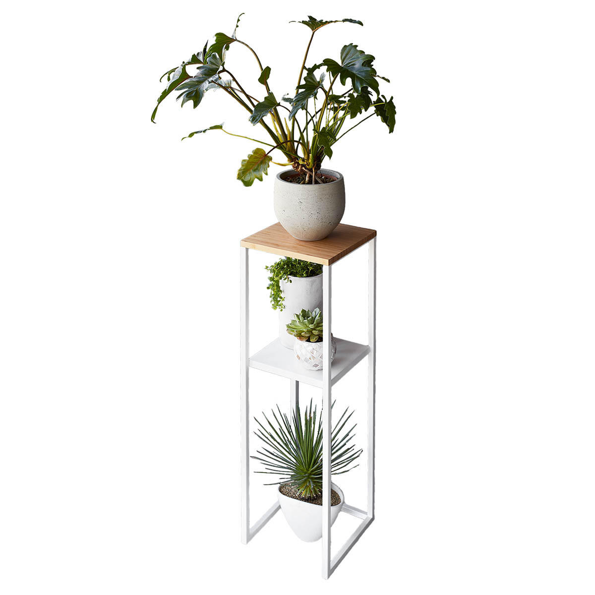 STANDREGAL Tower weiß 25/80/25 cm mit 2 Ebenen - Weiß, Holz/Metall (25/80/25cm) - Yamazaki