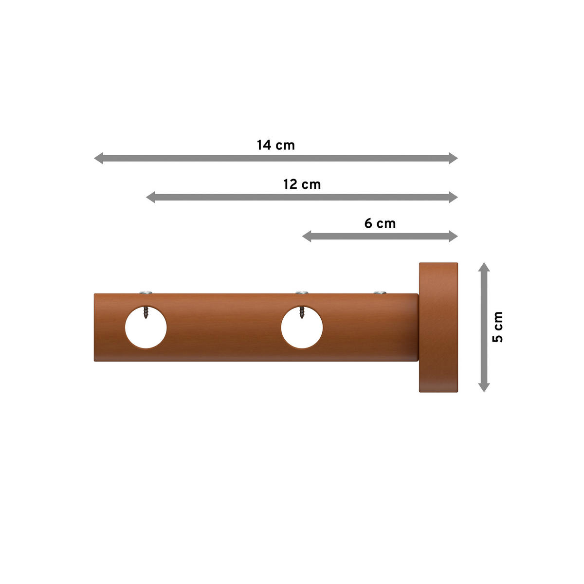 TRÄGER FÜR GARDINENSTANGEN 16 mm Ø, Adrian 2-läufig, Kirschbaum - Kirschbaumfarben, Holz (14.1/5.3/5.3cm) - INTERDECO