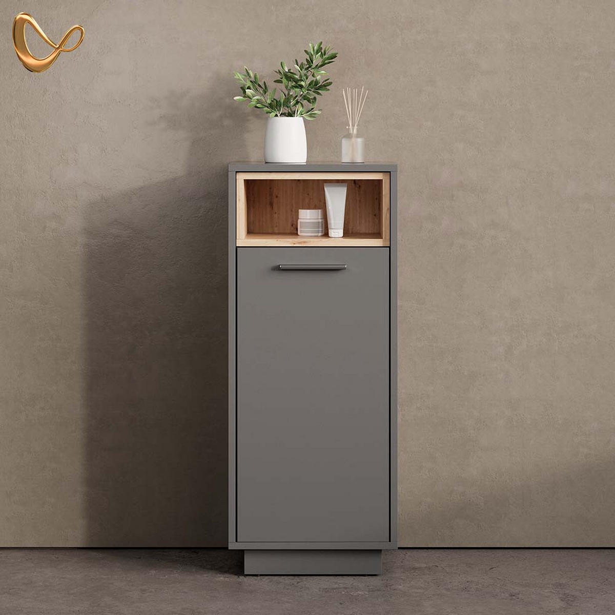 MIDISCHRANK Temo Anthrazit 30 x 93 cm - Anthrazit, Holzwerkstoff (30/93/30cm) - Livinity®