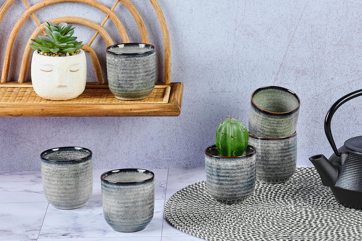 BECHER Zen 200ml - 6er-Set - Naturfarben - Grau, Keramik (0.2L) - Björn