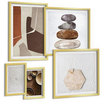 BILDER SET 5er Set - 50x50 cm & 20x30 cm & 40x60 cm Goldrahmen - Texturen in der modernen Kunst - Goldfarben, Kunststoff (40/60cm) - TULUP