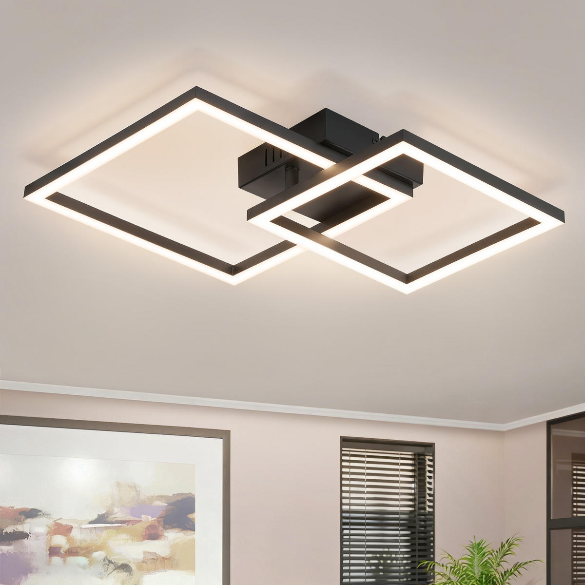 LED DECKENLEUCHTE Belwynne 34.5/34.5/6.7 cm - Schwarz, Kunststoff (34.5/34.5/6.7cm) - ZMH