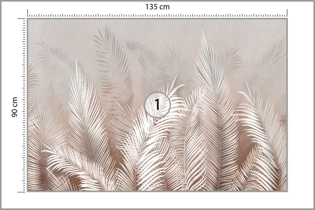 FOTOTAPETE Palmenblätter Pflanzen Natur Boho Stil 135x90cm - Beige/Braun, Papier (135/90cm) - Muralo