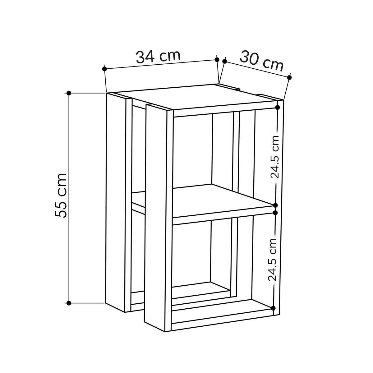 NACHTTISCH Weiß H55 cm – LORRIE - Weiß, Holzwerkstoff (30/55/35.5cm) - Calicosy