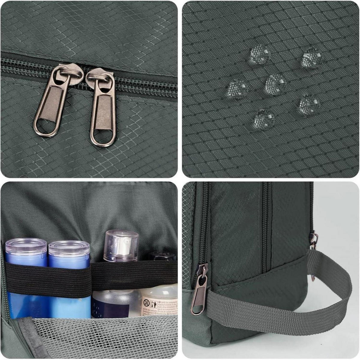 KULTURBEUTEL als praktischer Reise-Toilettenorganizer, grau - Grau, Textil (5/2/5cm)