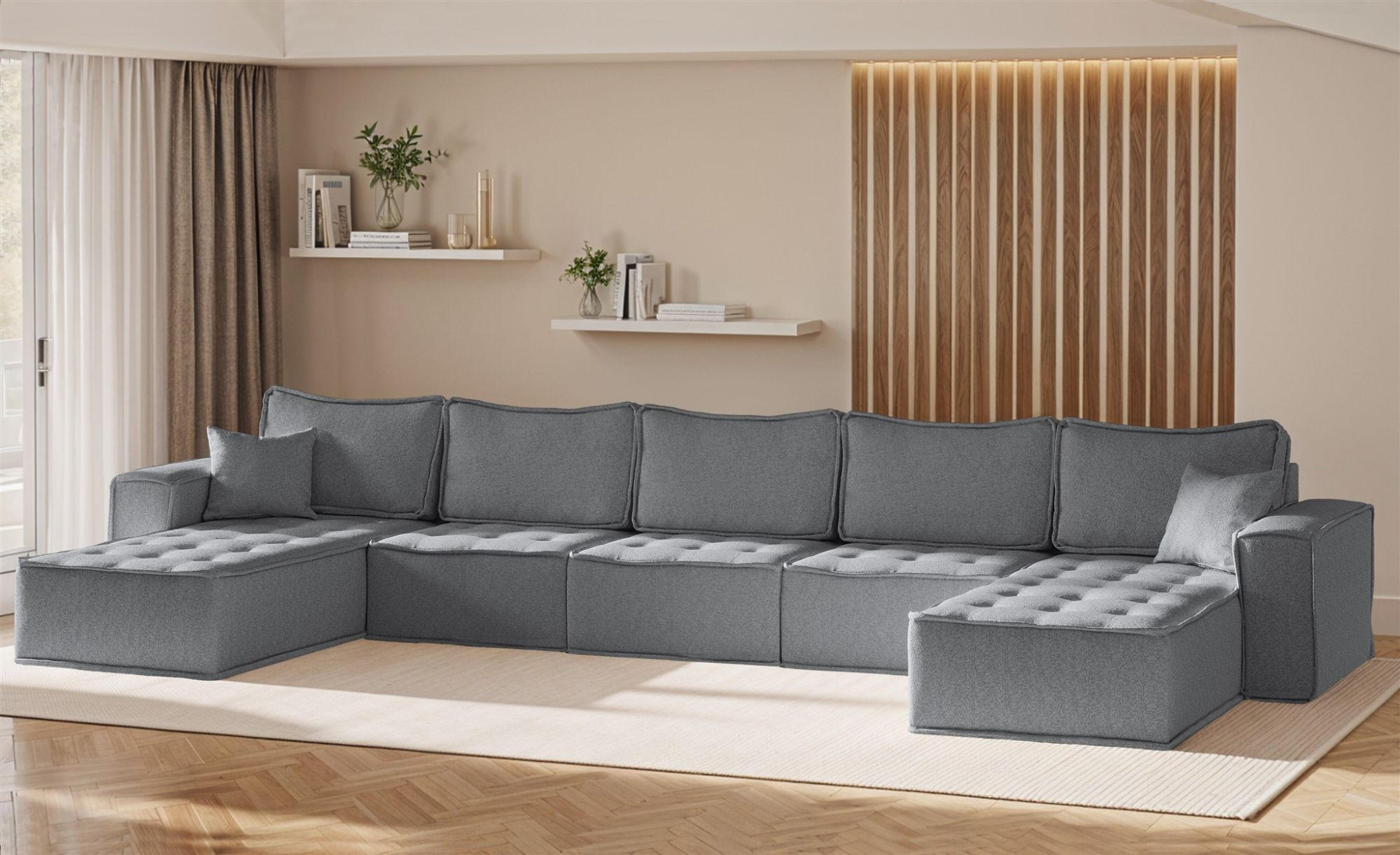 WOHNLANDSCHAFT Sande In Alpine - Anthrazit, Holzwerkstoff/Textil (452/85/192cm) - Fun Möbel