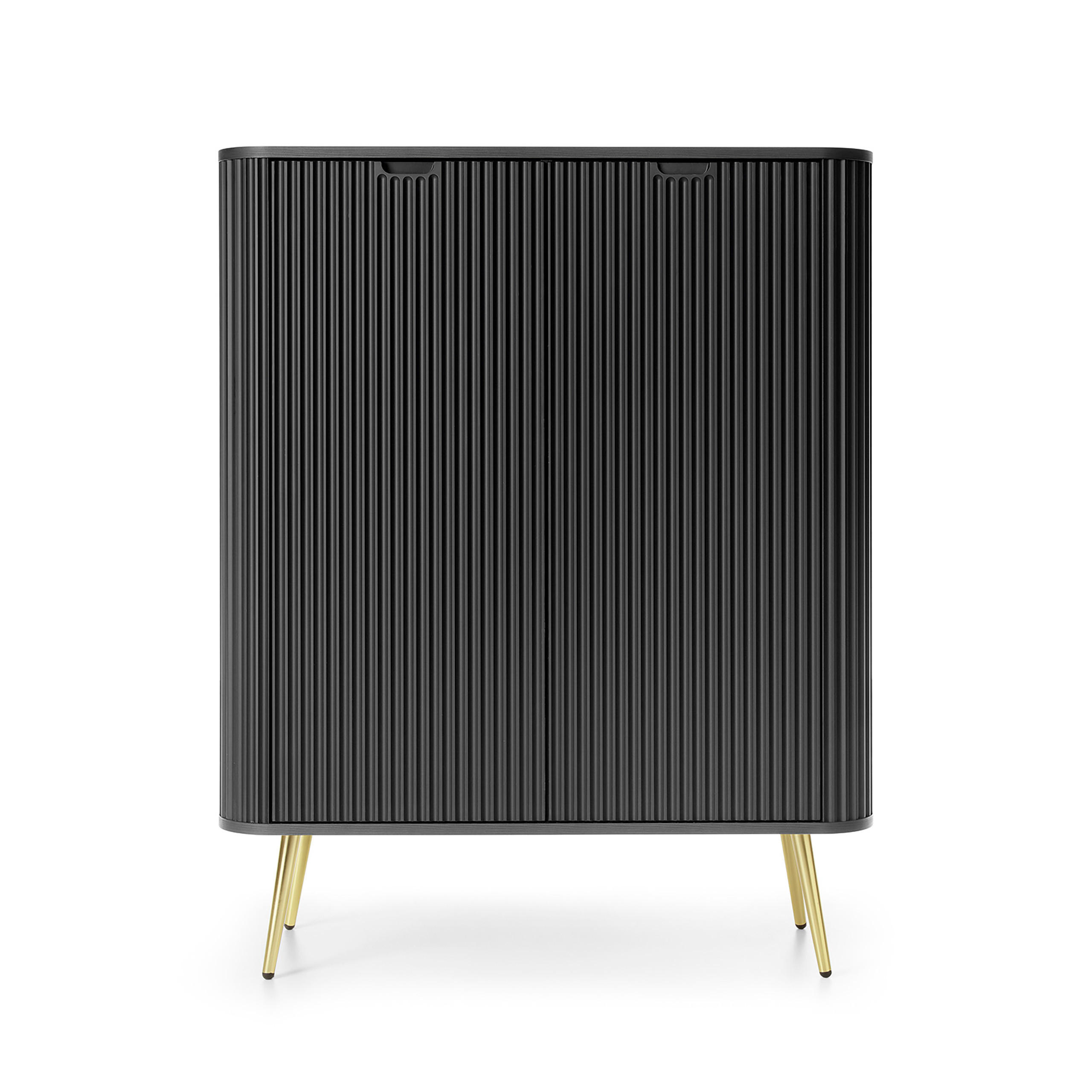 HIGHBOARD ZENZERO 103/129/39 cm mit 2 Türen Schwarz - Goldfarben/Schwarz, Holzwerkstoff (103/129/39cm) - MASSENO