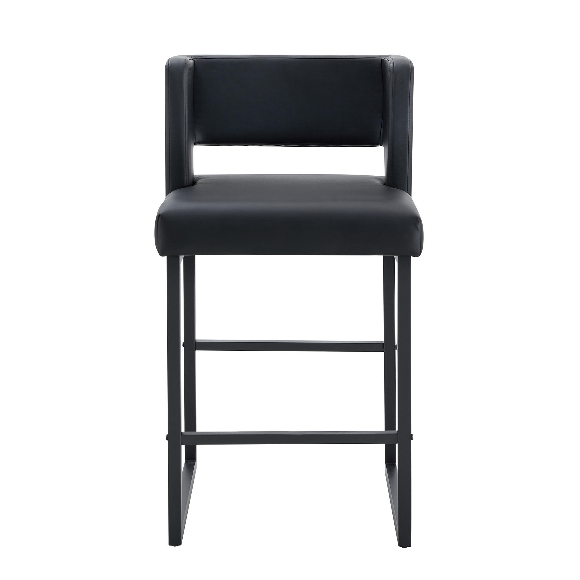 BARHOCKER 2er-Set Schwarz mit PU-Leder und Metallbeinen - Schwarz, Metall (48/91.4/53.3cm) - PANGIVO