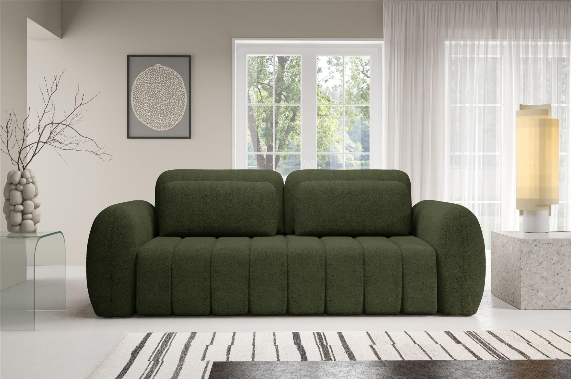 SCHLAFSOFA Caria - Grün, Holzwerkstoff/Textil (266/95/110cm) - Fun Möbel