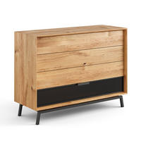 KOMMODE Modern Loft Eiche Natur 121 / 45 / 90cm - Eichefarben/Schwarz, Holz/Metall (121/90/45cm) - Feldmann-Wohnen