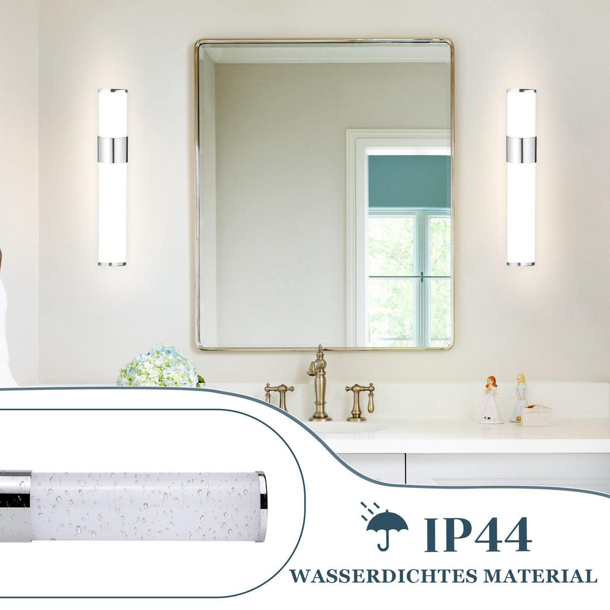 SPIEGELLEUCHTE Wiesbaden(2er-set) 30/6.8/12.8 cm - Chromfarben, Kunststoff (30/6.8/12.8cm) - Nettlife