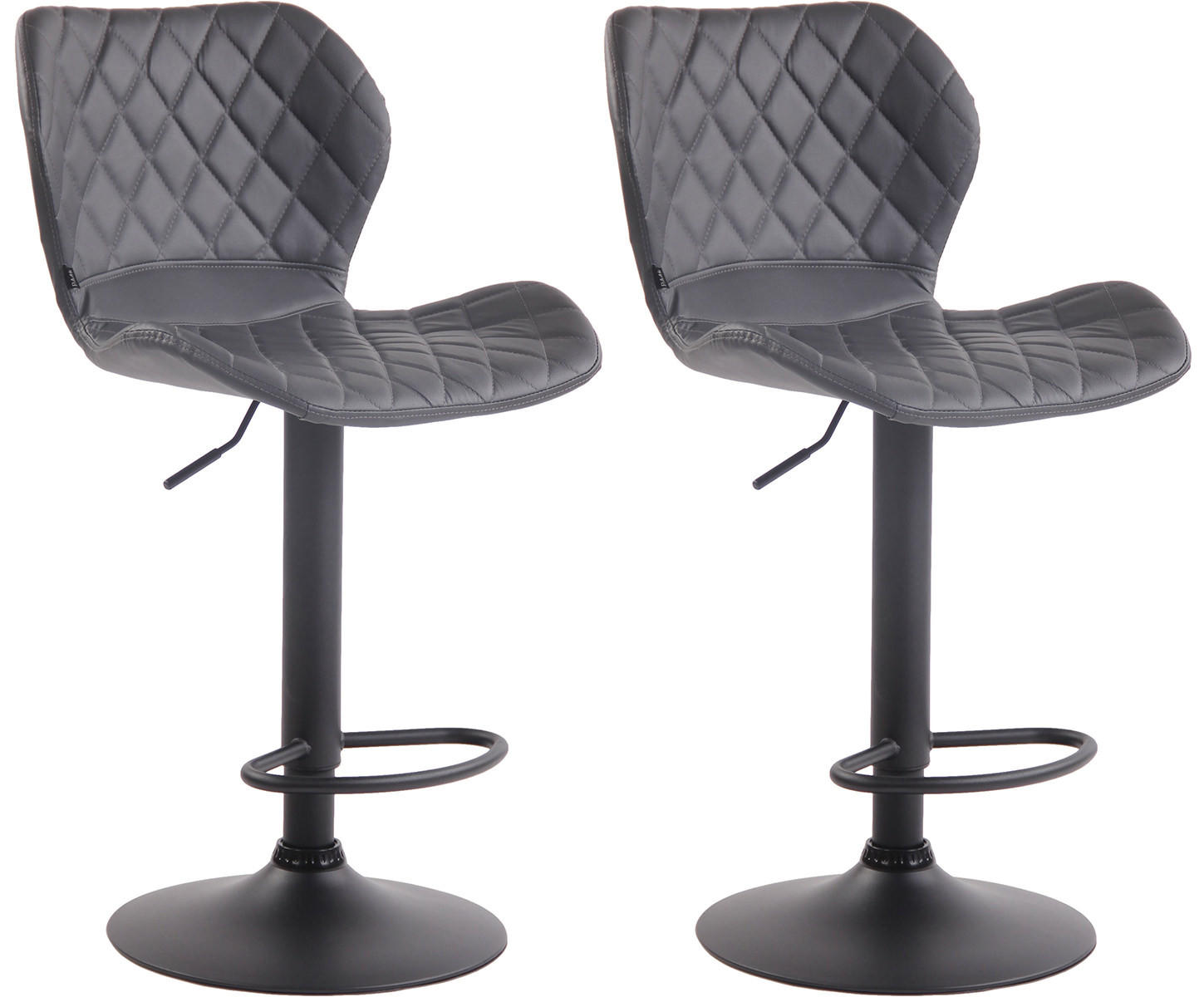 BARHOCKER 2er Set Lederlook grau - Schwarz/Grau, Textil/Metall (47/88/51cm) - CLP