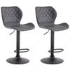 BARHOCKER 2er Set Lederlook grau - Schwarz/Grau, Textil/Metall (47/88/51cm) - CLP