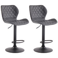 BARHOCKER 2er Set Lederlook grau - Schwarz/Grau, Textil/Metall (47/88/51cm) - CLP