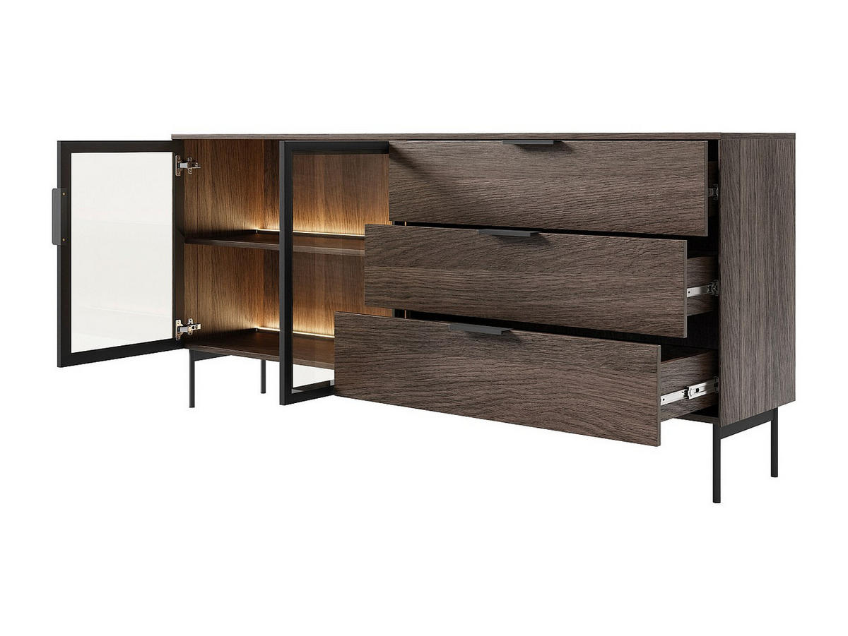 SIDEBOARD - 181.3cm x 39.3cm - MDF - naturfarben dunkel - FOGLERI - Naturfarben, Holz (181.3/82.6/39.3cm) - Vente-Unique