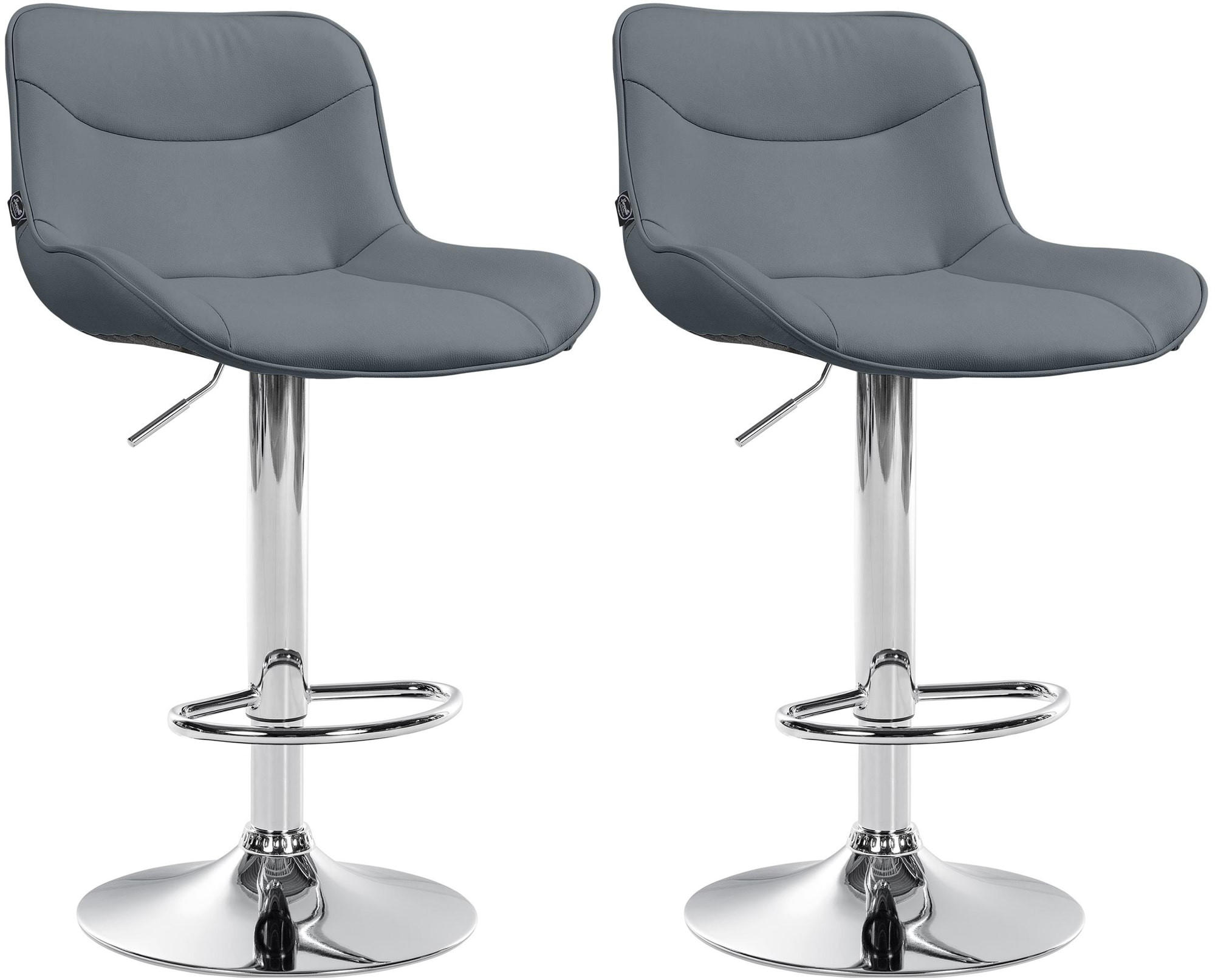 BARHOCKER 2er Set Lederlook grau - Chromfarben/Grau, Textil/Metall (49/85/51cm) - CLP