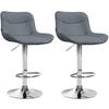 BARHOCKER 2er Set Lederlook grau - Chromfarben/Grau, Textil/Metall (49/85/51cm) - CLP