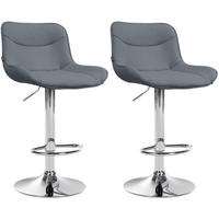BARHOCKER 2er Set Lederlook grau - Chromfarben/Grau, Textil/Metall (49/85/51cm) - CLP
