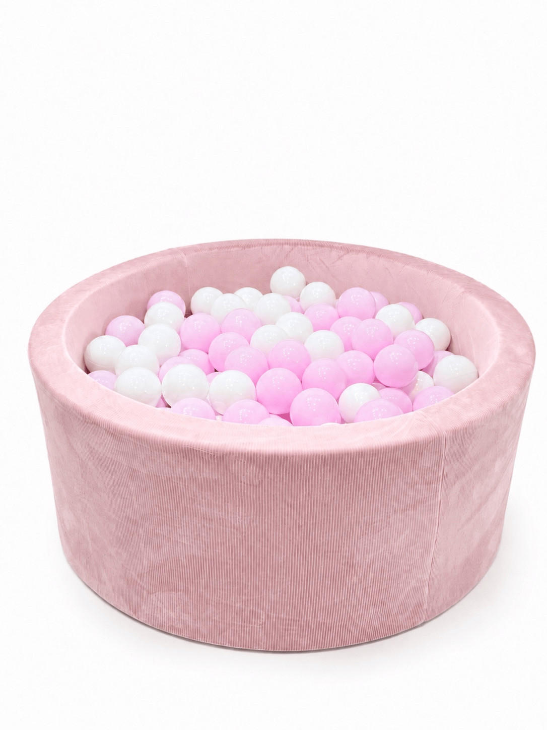 BÄLLEBAD für Babys Pfirsichrosa Ø90 × 30 cm mit 200 weißen und rosa Bällen - Pink, Textil (90/30cm) - AngeLove