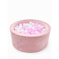 BÄLLEBAD für Babys Pfirsichrosa Ø90 × 30 cm mit 200 weißen und rosa Bällen - Pink, Textil (90/30cm) - AngeLove