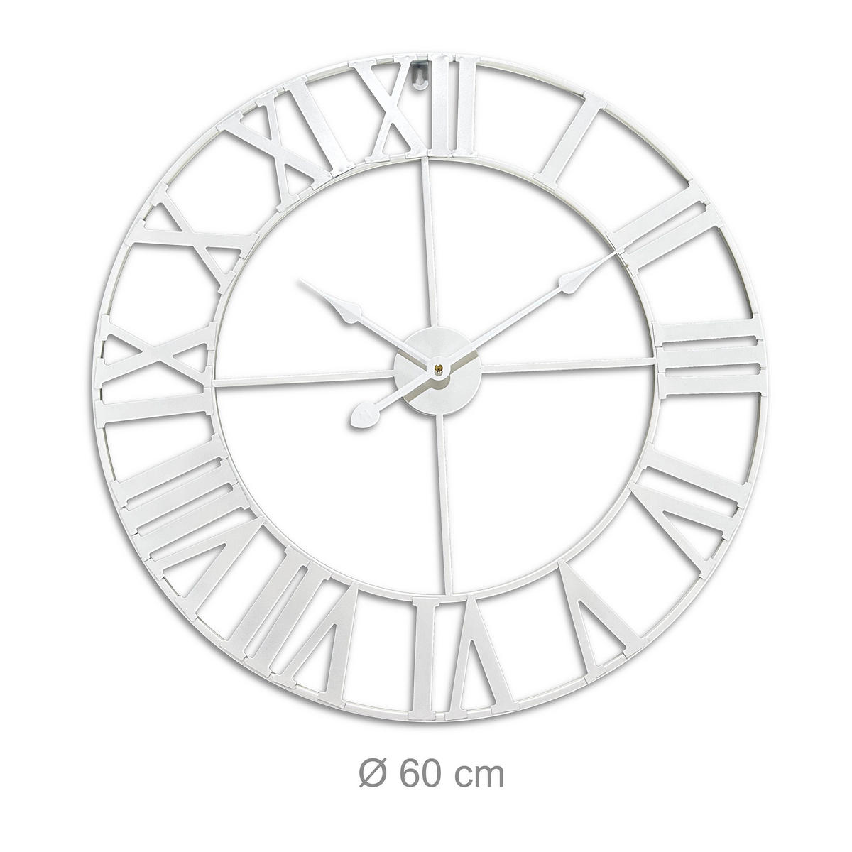 WANDUHR - Weiß, Metall (60/60/3.5cm) - Relaxdays
