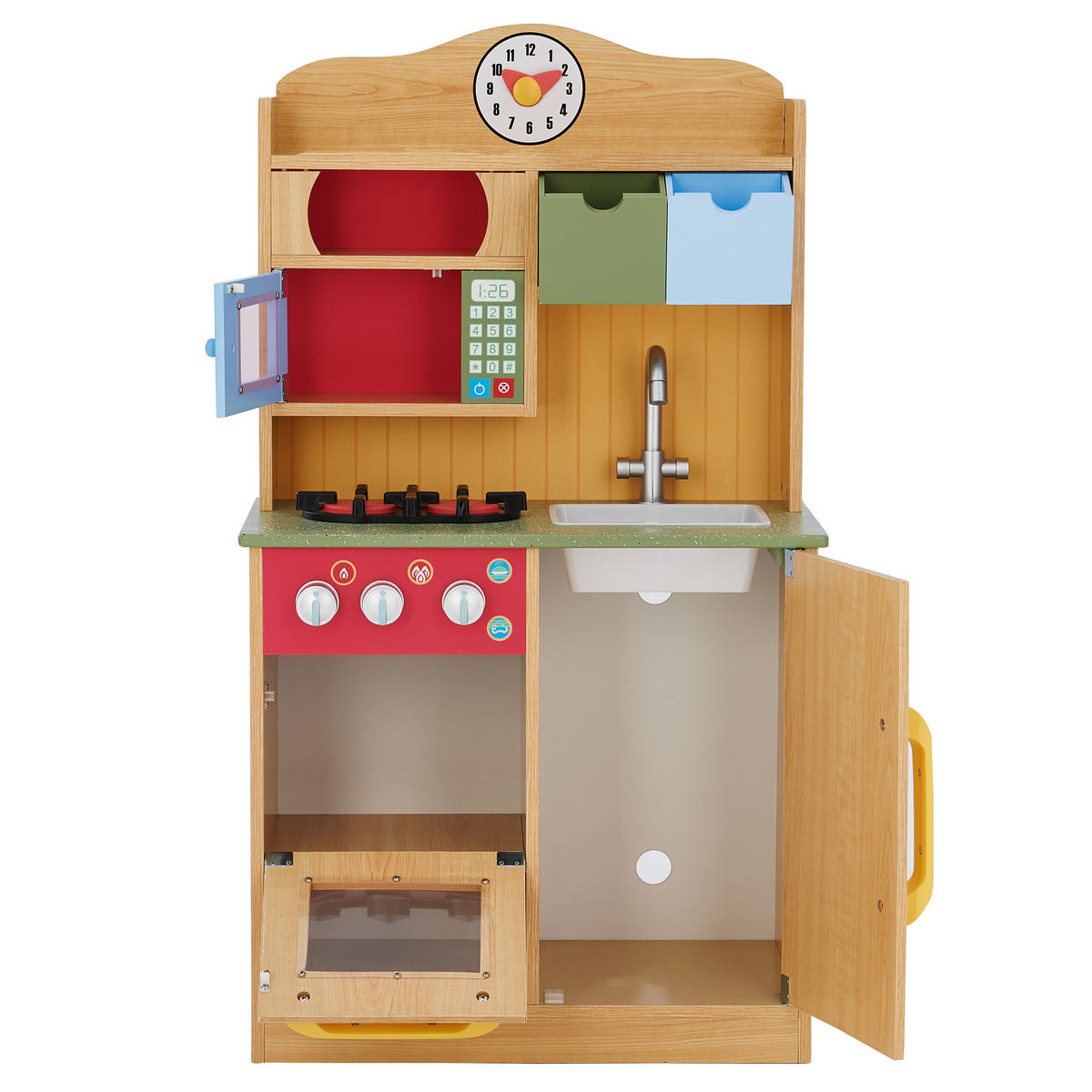 KINDERKÜCHE Spielküche, Braun, 90cm - Braun, Holzwerkstoff (55/30/90cm) - Teamson Kids
