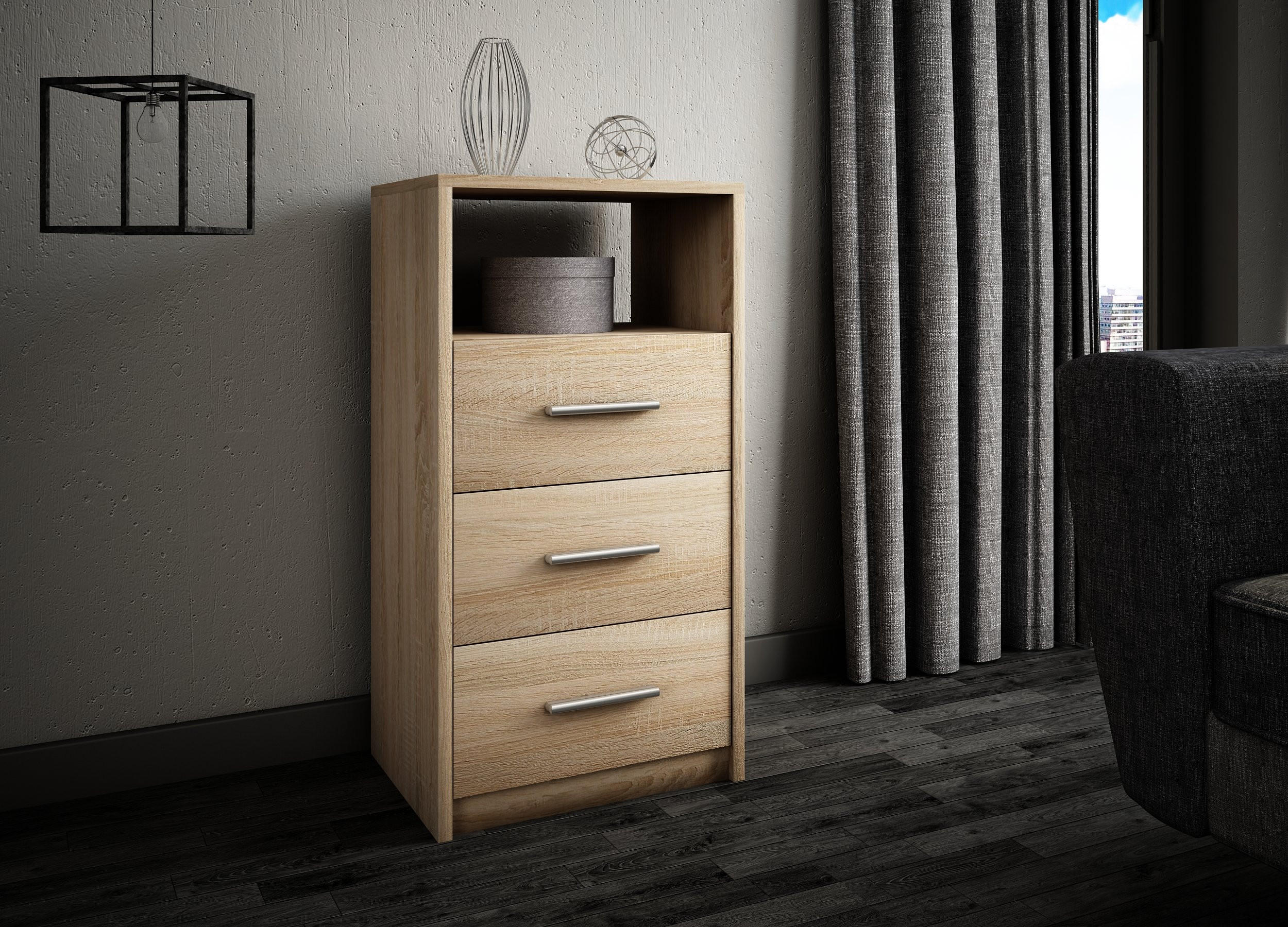 KOMMODE 3SO Sonoma Eiche 40/35/75 cm - Sonoma Eiche, Holzwerkstoff (40/75/35cm) - Matkam Möbel