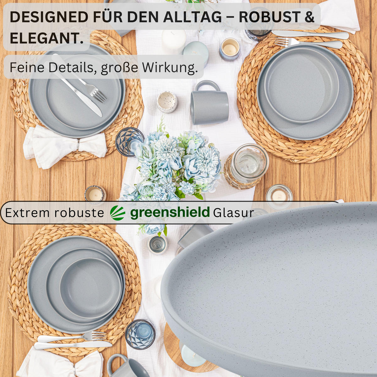 SPEISETELLER LEEDS STERLING - 6 teilig aus Steingut - Hellgrau, Stein (26.5cm) - Sänger