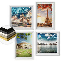 WANDBILDER 4er-Set - 50x50 cm & 40x60 cm Weißer Rahmen - Denkmäler Europas in warmen Farben - Weiß, Kunststoff (50/50cm) - ArtPrintCave