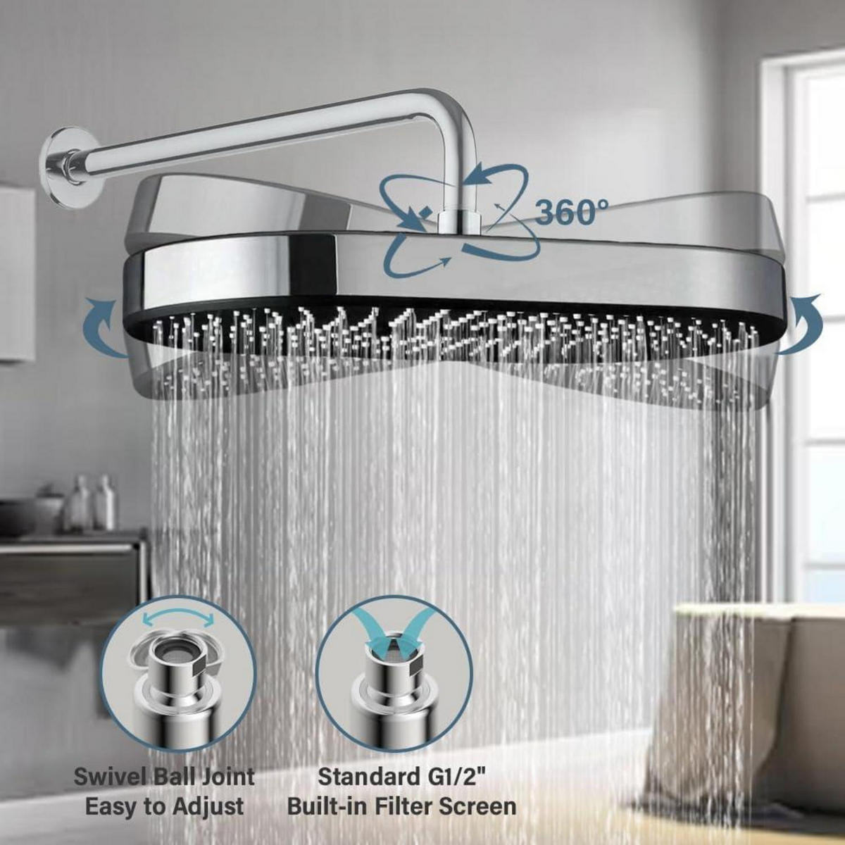 DUSCHKOPF Regendusche 36 cm Chrom - Silberfarben, Metall (20/12.7/35cm)