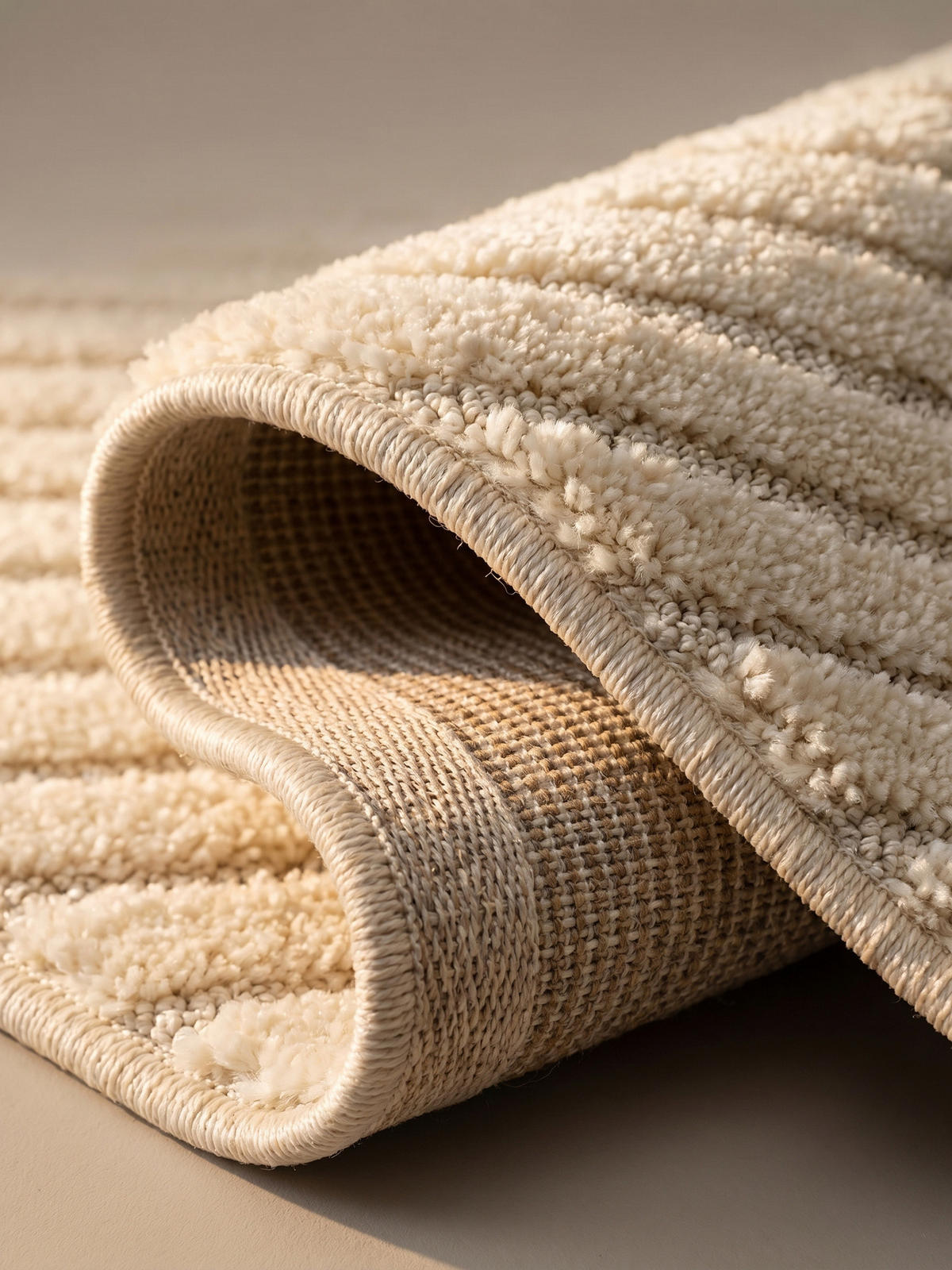 TEPPICH Wohnzimmer Hoch-Tief 3D-Effekt Organische Bögen mit 3D-Effekt OEKO-TEX 3D-Relief Boho Rund Creme 200x200 – RIGI - Creme, Textil (200/200cm) - KADIMA DESIGN