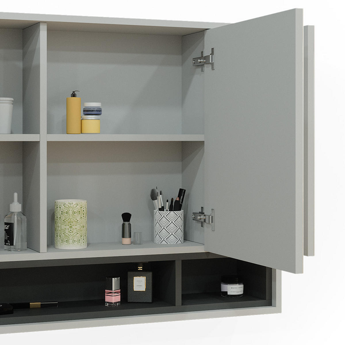 BADSPIEGELSCHRANK Beatrice Grau/Anthrazit 80 x 72 cm - Anthrazit/Grau, Holzwerkstoff (80/72/20cm) - Vicco