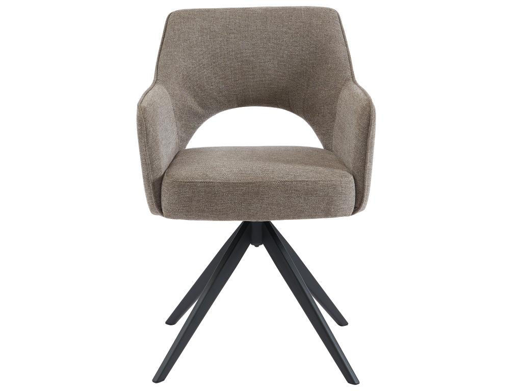 BÜROSTUHL Drehstuhl mit Armlehnen - Stoff & Metall - Taupe - KONYA - Braun, Textil (59/84/58cm) - Vente-Unique