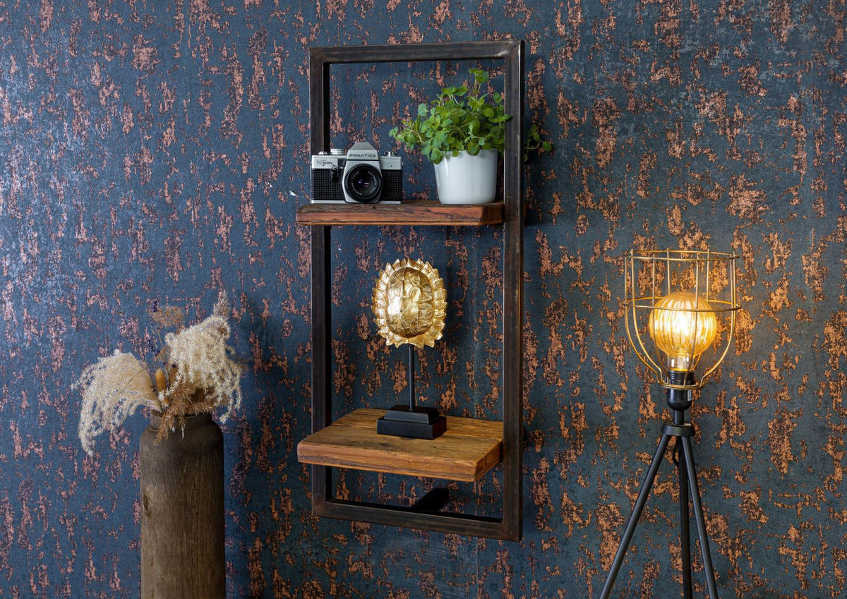 WANDREGAL Altholz 35x25x75 braun lackiert SEVILLA #09 - Braun, Holz (35/75/25cm) - Massivmoebel24