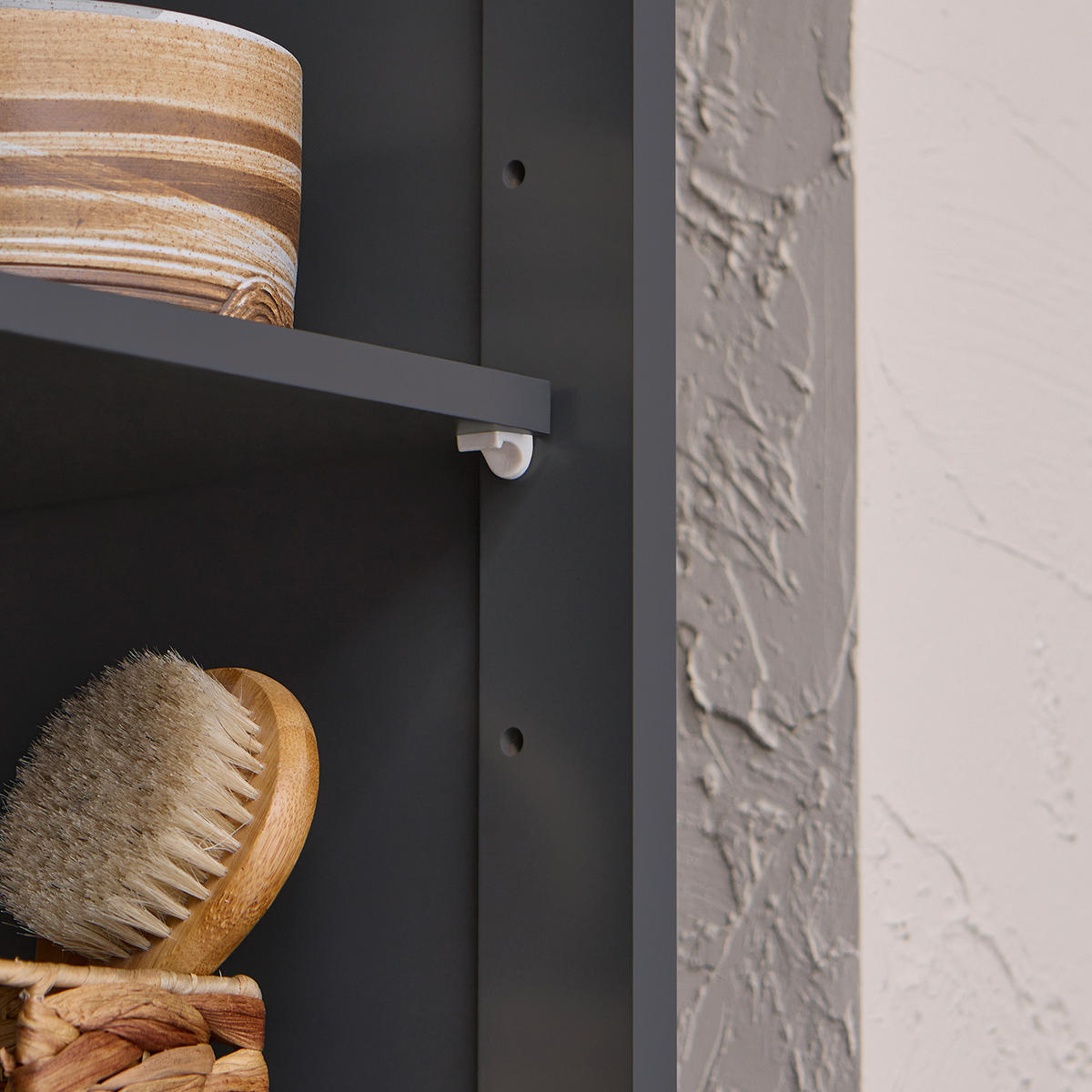 HOCHSCHRANK mit Wäschesack Grau - Grau, Holz/Holzwerkstoff (40/170/37cm) - SoBuy