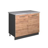 SPÜLENUNTERSCHRANK Fame-Line, Goldkraft Eiche/Anthrazit, 100 cm, AP Marmor - Honigeiche/Anthrazit, Holzwerkstoff (100/82/60cm) - Vicco