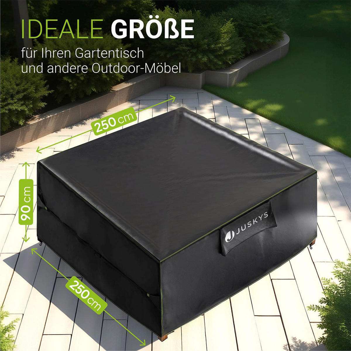 GARTENMÖBELABDECKUNG CoverSafe Pro schwarz - Schwarz, Kunststoff (250/90/250cm) - Juskys