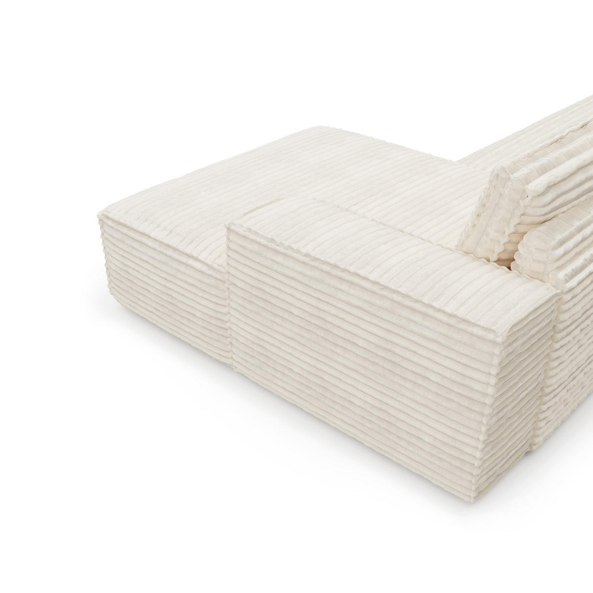 ECKSOFA RECHTS Gerippter Samt Creme 302cm - Creme, Textil (302/165cm) - Sia Home