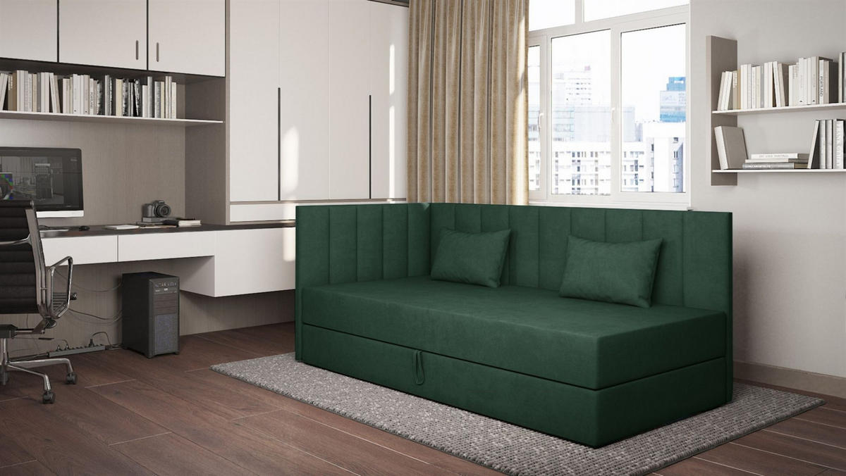 SOFA Thelma In Opera - Dunkelgrün, Holzwerkstoff/Textil (207/90/97cm) - Fun Möbel