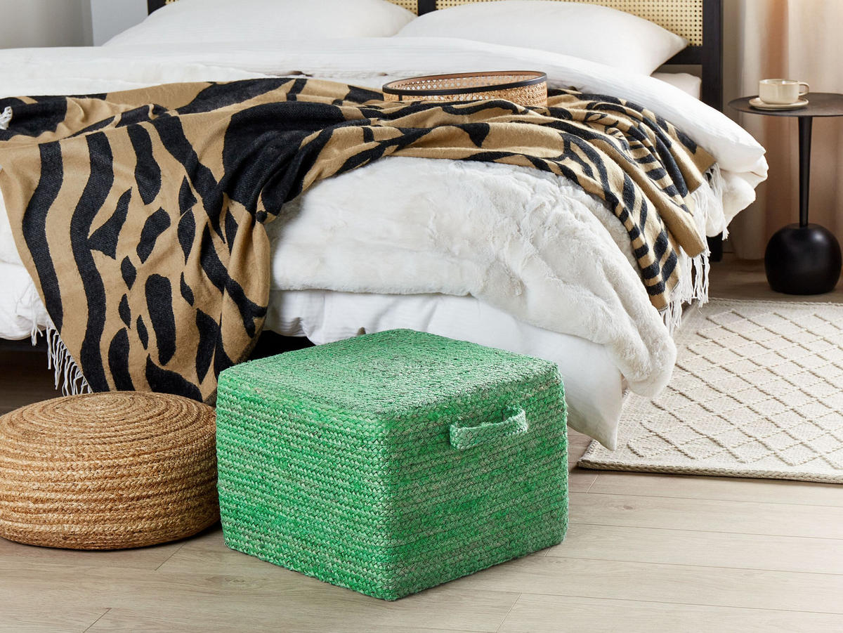 POUF Dhadar 45/45/30 cm - Grün, Naturmaterialien (45/30/45cm) - Beliani