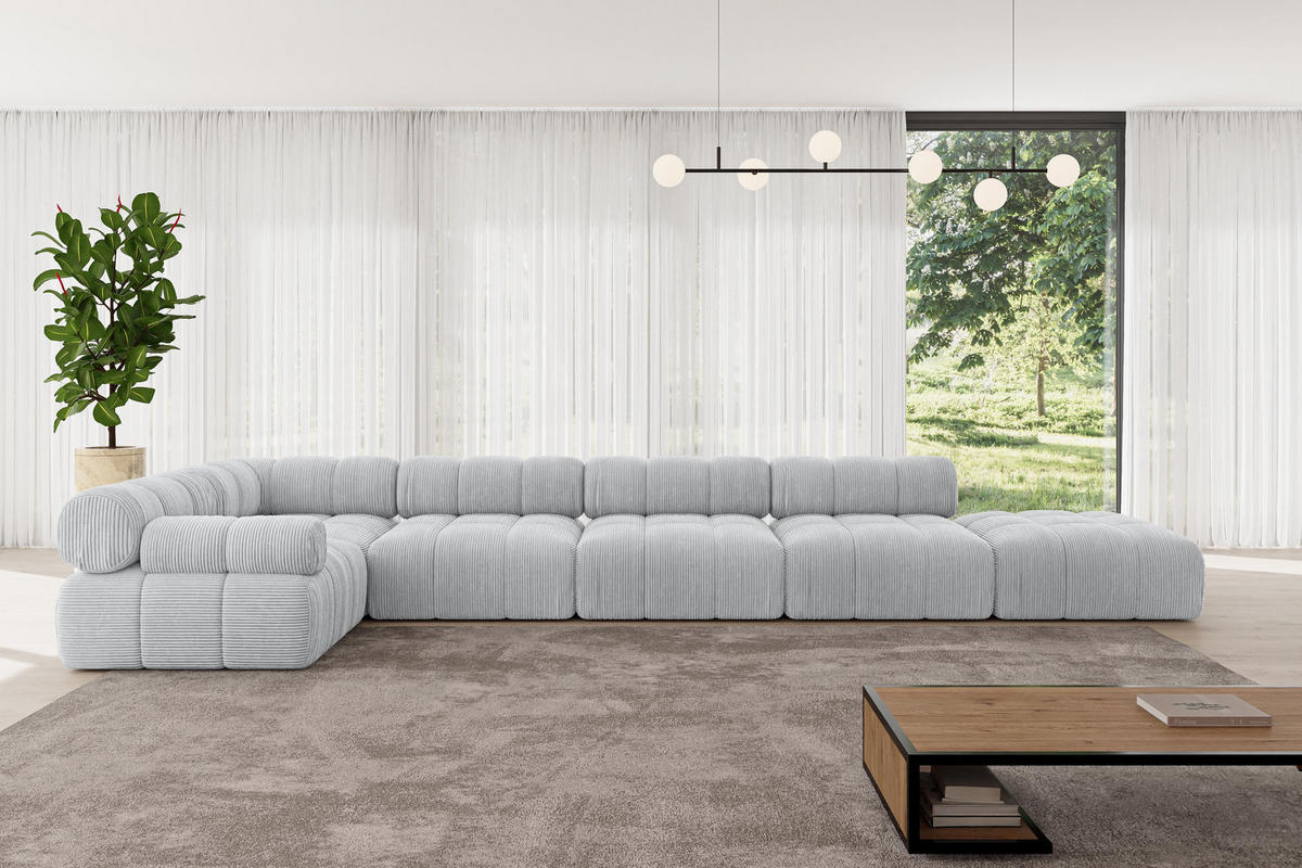 ECKSOFA modulares Sofa Felto-L3 - 475x190x70 cm Grau Cord - Grau, Holzwerkstoff/Textil (475/190cm) - ALTDECOR