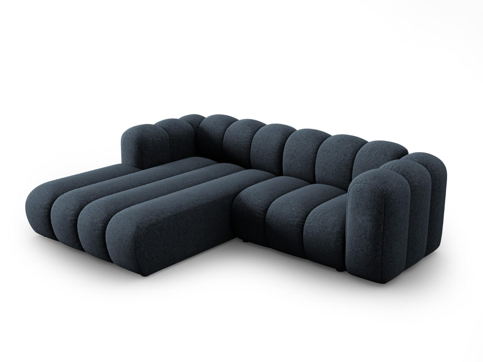 ECKSOFA modular links Lupine aus Chenille-Stoff königsblau 3 Sitzplätze - Dunkelblau, Textil (177/230cm) - Micadoni