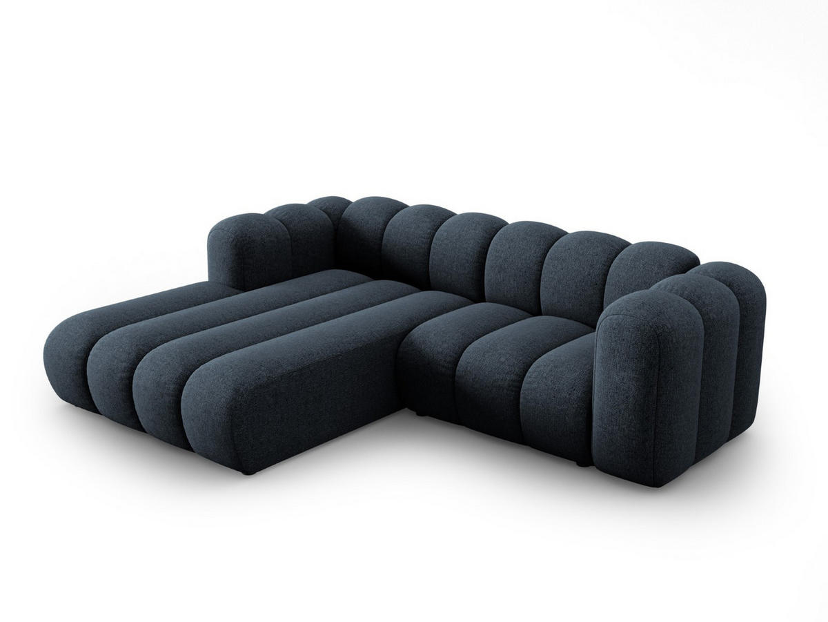 ECKSOFA modular links Lupine aus Chenille-Stoff königsblau 3 Sitzplätze - Dunkelblau, Textil (177/230cm) - Micadoni