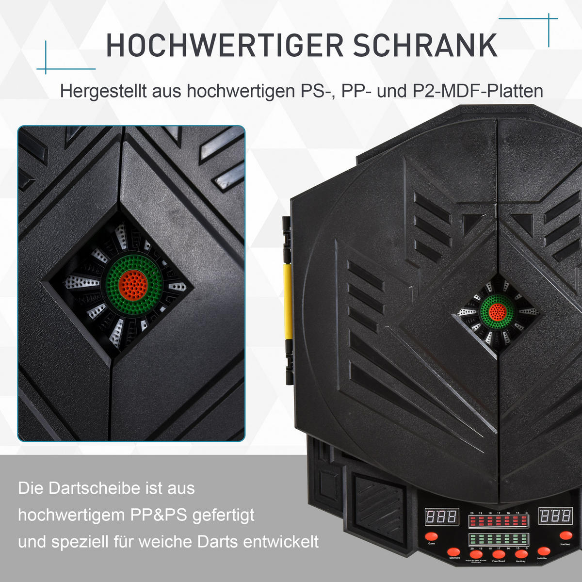 ELEKTRONISCHE Dartscheibe - Schwarz, Kunststoff (54.6/5.5/49cm) - HOMCOM