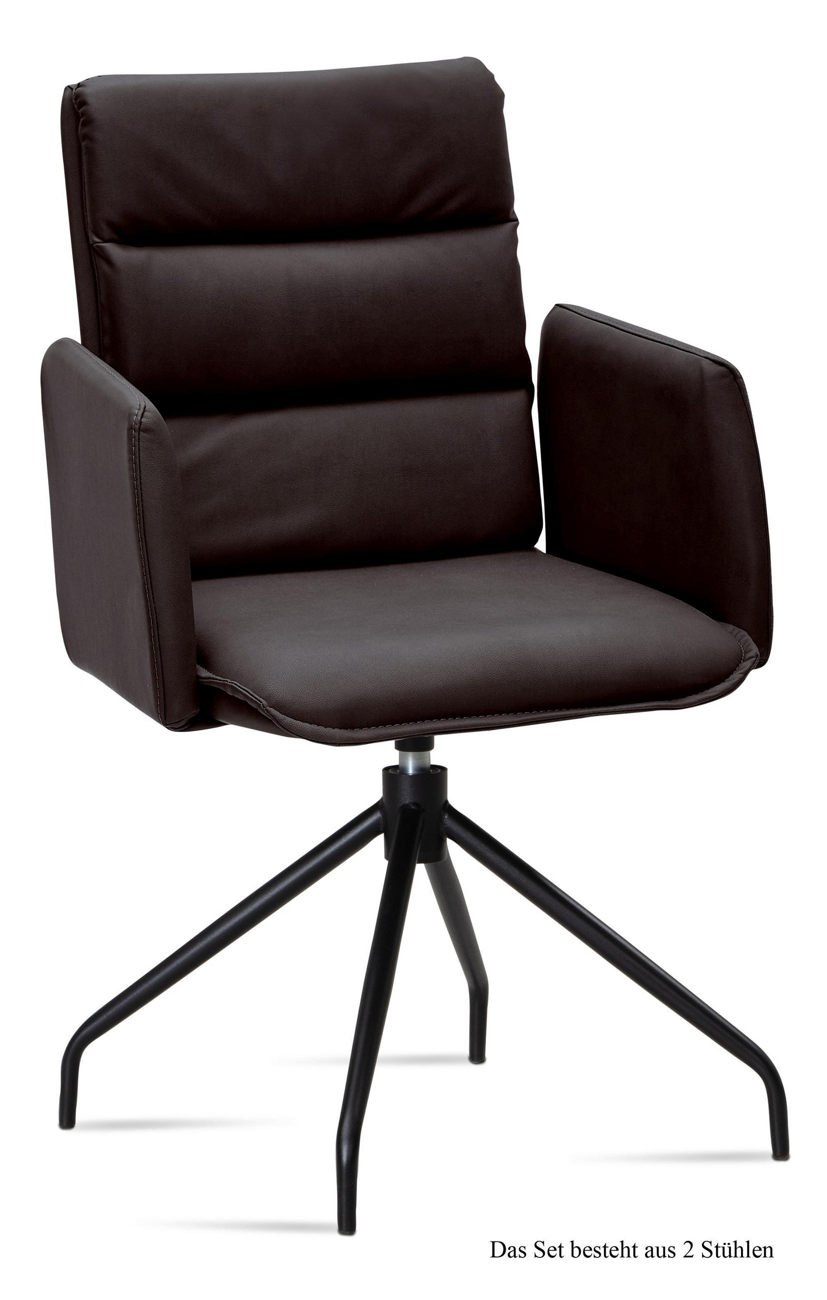 ARMLEHNSTUHL drehbar (2er-Set) Donica 52x92x60 Schwarz/Espresso - Dunkelbraun/Schwarz, Kunststoff (60/92/52cm) - 58aufmkessel