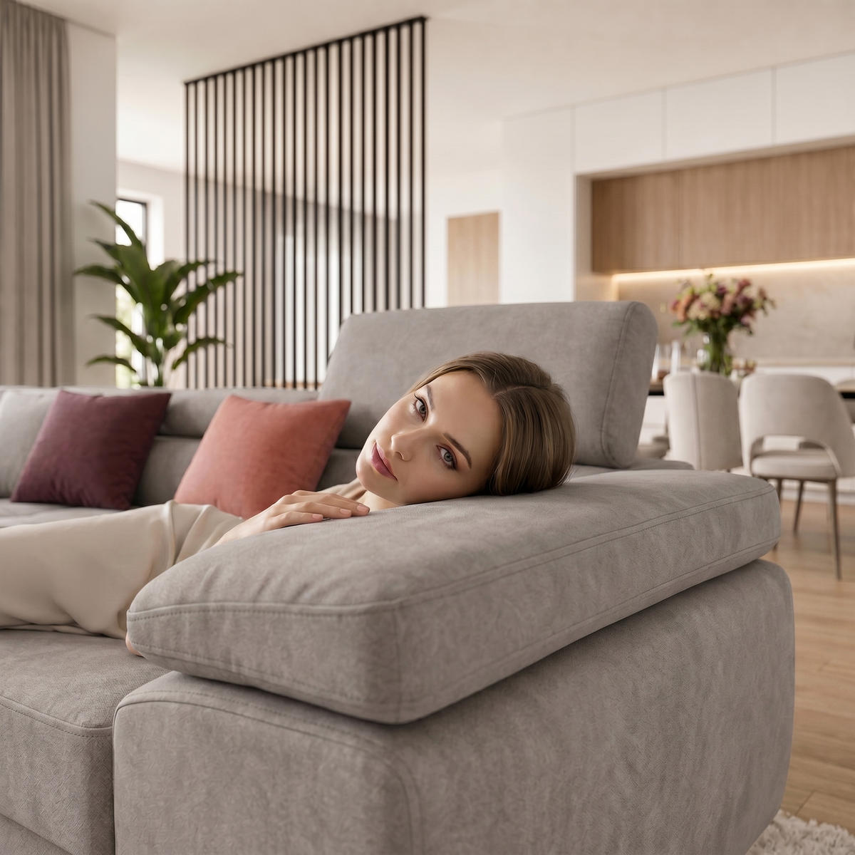 ECKSOFA WILD XXL Links mit Schlaffunktion 125x240 Velours Creme - Silberfarben/Creme, Holz/Textil (400/200cm) - Muffo