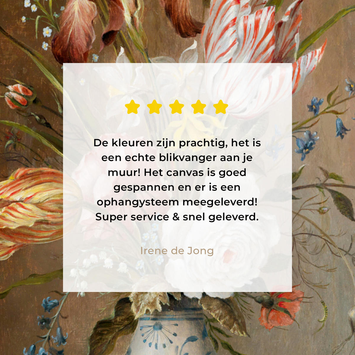 LEINWANDBILD Alte Meister - Blumen - Balthasar van der Ast Deko Wohnzimmer 20x20 cm - Hellbraun, Textil (20/20cm) - MuchoWow