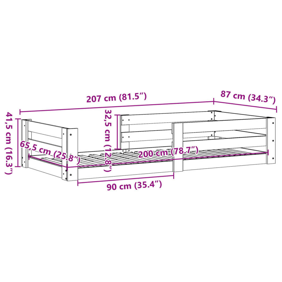 MASSIVHOLZBETT Ohne Matratze Weiss 80/200 Cm Kiefernholz - Weiß, Holz (80/200cm) - vidaXL